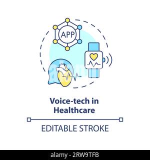 2D voice-tech in healthcare line icon concept Stock Vector