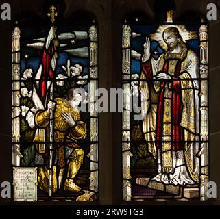 War memorial window by Percy Bacon, Holy Trinity Church, Leamington Spa, Warwickshire, England, UK Stock Photo