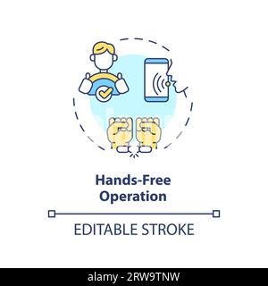 2D customizable hands-free operation line icon concept Stock Vector