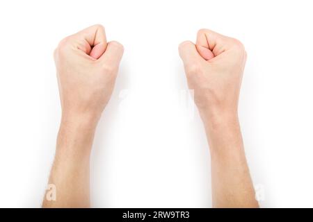 Clinched fists isolated on white with shadows Stock Photo