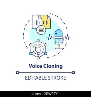 2D customizable voice cloning line icon concept Stock Vector