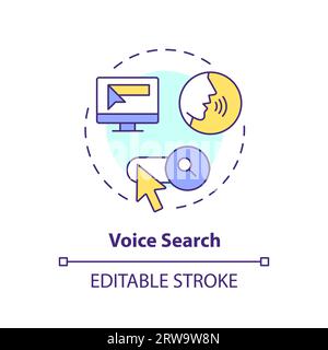 2D customizable voice search line icon concept Stock Vector