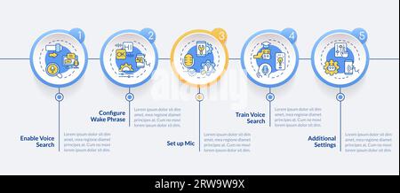 Voice assistant layout with colorful thin linear icons Stock Vector