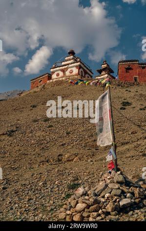 Picturesque old shrine in Himalayas mountains in Nepal Stock Photo
