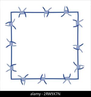 Square barbed wire fence barrier frame illustration Stock Vector