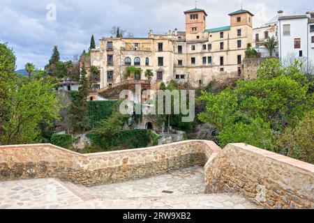 Historic architecture of 18th century House of the Moorish King (Spanish: La Casa del Rey Moro) in Ronda town, Andalucia, Spain Stock Photo