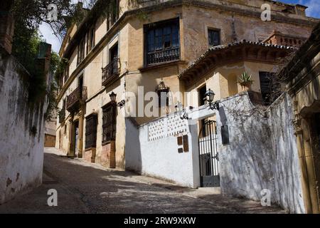 Exterior historic architecture of 18th century House of the Moorish King (Spanish: La Casa del Rey Moro) in Ronda Old Town, Andalucia, Spain Stock Photo