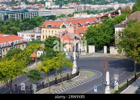 Street turn and residential architecture in Budapest (Buda side of the city), Hungary Stock Photo