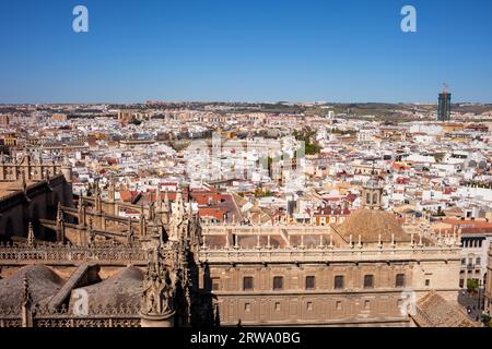 Seville cityscape in Andalusia, Spain, view over historic city centre from the Cathedral Stock Photo