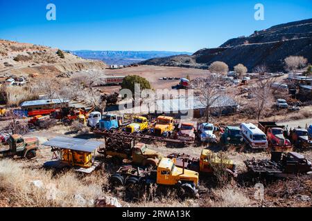 Jerome, USA, February 4, 2013: The iconic tourism hotspot that is the Gold King Mine Museum and ghost town on a clear day near Jerome in Arizona USA Stock Photo
