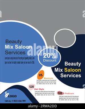 Beauty Mix Saloon Services Therapeutic Relaxation Massages Spa Leaflet Business Promotion flyer Stock Vector