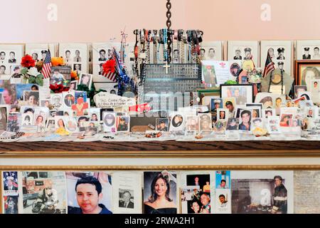 NEW YORK CITY, USA, JUNE 11: 9 11 Memorial Altar with photographs of the victims of the terror attack in St Pauls Chapel. June 11, 2012 in New York Stock Photo