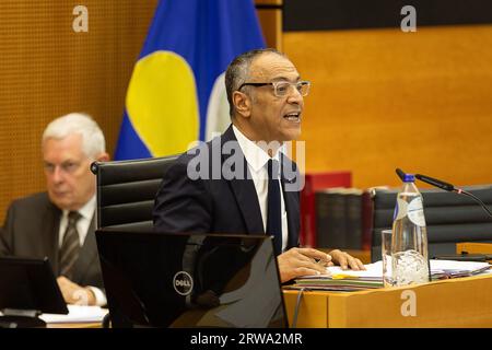 Brussels, Belgium. 18th Sep, 2023. Brussels' parliament Chairman Rachid Madrane pictured during a plenary session of the parliament of the Brussels-Capital Region in Brussels, Monday 18 September 2023. BELGA PHOTO JAMES ARTHUR GEKIERE Credit: Belga News Agency/Alamy Live News Stock Photo