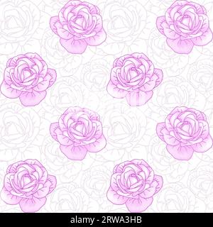 Pink roses floral seamless pattern for textile or wallpaper. Vector background. Stock Vector