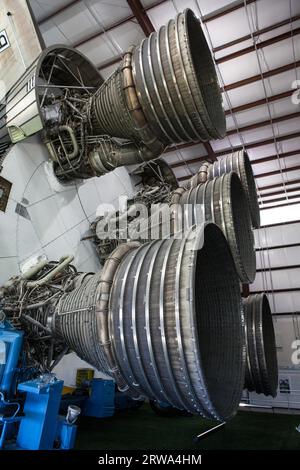 Houston, USA, January 26, 2013: Saturn V rocket on display at Houston Space Center in Texas, USA Stock Photo