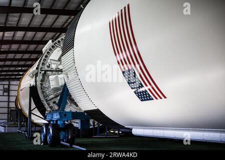 Houston, USA, January 26, 2013: Saturn V rocket on display at Houston Space Center in Texas, USA Stock Photo