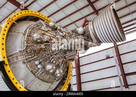 Houston, USA, January 26, 2013: Saturn V rocket on display at Houston Space Center in Texas, USA Stock Photo