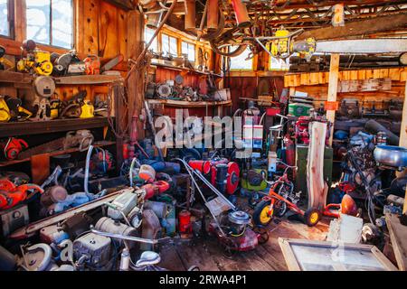 Jerome, USA, February 4, 2013: The iconic tourism hotspot that is the Gold King Mine Museum and ghost town on a clear day near Jerome in Arizona USA Stock Photo