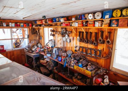 Jerome, USA, February 4, 2013: The iconic tourism hotspot that is the Gold King Mine Museum and ghost town on a clear day near Jerome in Arizona USA Stock Photo