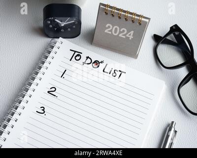 Calendar Year 2024 schedule with blank note for to do list on paper