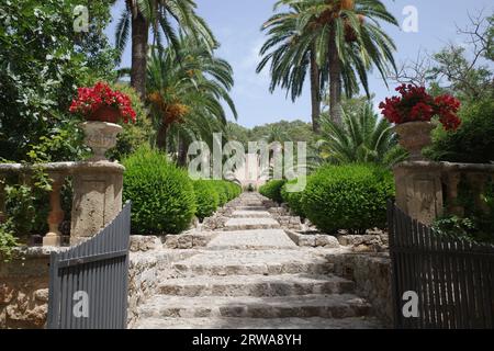 Mallorca, Spain - 23 July, 2023: The historic Jardines de Alfabia botanical gardens, Mallorca Stock Photo