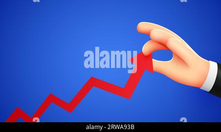 Hand helps the arrow grow. Growing business concept. Vector ...