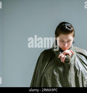 Portrait of woman wearing parka Stock Photo