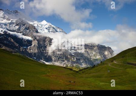 Taking the train ride up to Jungfraujoch, the top of Europe. Stock Photo