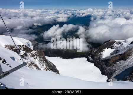 Taking the train ride up to Jungfraujoch, the top of Europe. Stock Photo