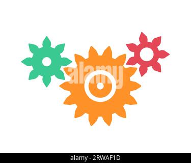 Cogwheel vector illustration. Three cog wheel gears - mechanical engineering technology. Useful for software settings or configuration icon. Stock Vector