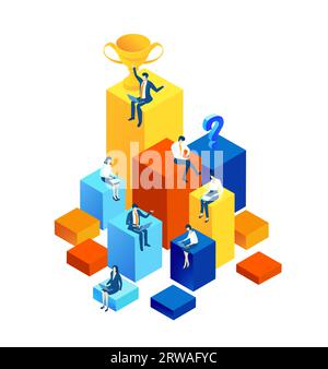 Application development iIsometric illustration. Business people work together, technology, big data, computing, artificial intelligence concept Stock Photo