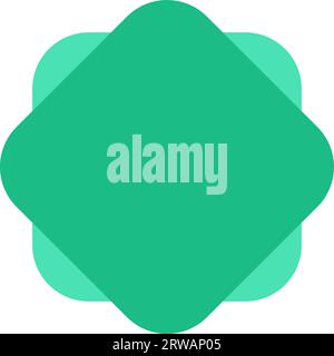 Intersection of two green squares shapes with rounded corners. Abstract geometric background, backdrop for design of posts in social networks. Simple Stock Vector