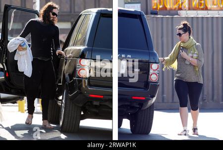 Los Angeles, USA 18th September 2023 FILE IMAGE dated 5 June 2012 Russell Brand arrives at a yoga class with a mystery brunette. Russell has been seen regularly arriving and leaving with the girl before the pair head to Russell's West Hollywood home. Credit: Headlinephoto/Alamy Live News Stock Photo