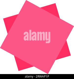 Intersection of two pink squares shapes with rounded corners. Abstract geometric background, backdrop for design of posts in social networks. Simple v Stock Vector