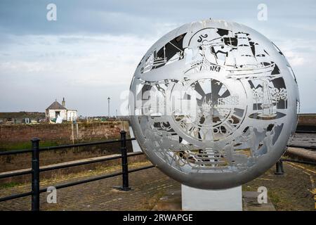 A proud heritage depicted in the Alauna Aura sculpture, Maryport, West Cumbria, UK Stock Photo