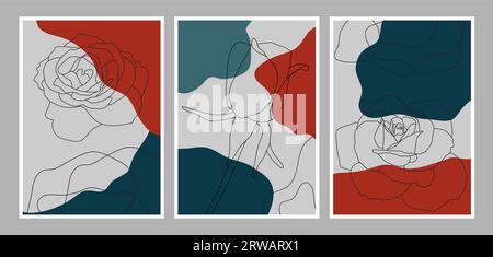 Colorful Roses Abstract Wall Art Stock Vector
