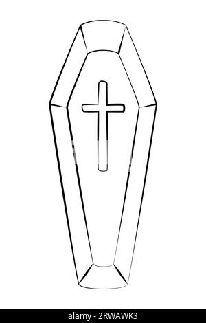Coffin line icon, icon suitable for Halloween graphic assets, web design, applications, banners, etc. Stock Vector