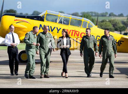 Somerset, UK. September 18th, 2023. The Princess of Wales visits Royal Naval Air Station Yeovilton, one of the Royal Navy's two principal air stations, and one of the busiest military airfields in the UK. The visit follows the recent announcement that His Majesty The King has appointed The Princess, Commodore- in-Chief, Fleet Air Arm. Credit: Doug Peters/EMPICS/Alamy Live News Stock Photo