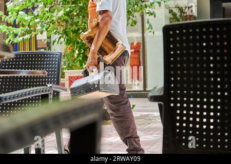 person walking on the street in the city Stock Photo