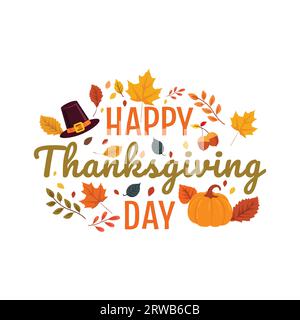 Happy thanksgiving autumn holiday background vector image. Happy Thanksgiving background letter with leaves. Stock illustration vector. Happy thanksgi Stock Vector