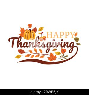 Happy thanksgiving autumn holiday background vector image. Happy Thanksgiving background letter with leaves. Stock illustration vector. Happy thanksgi Stock Vector