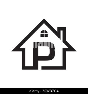 P real estate logo design. Real estate company logo design. Construction and real-estate company logo vector Stock Vector