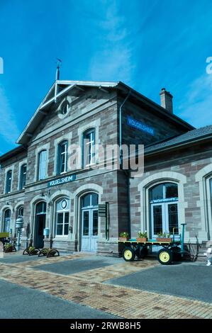 Vogelsheim station on the heritage railway 'Chemin De Fer Touristique Du Rhin at Vogelsheim France Stock Photo