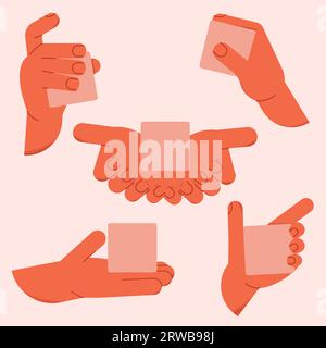 5 hands positions stickers set. Vector flat hands Stock Vector