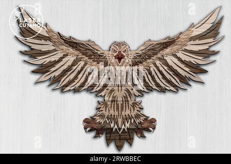 Laser cut patterns for custom laser-cut panels. These eagle patterns can be customized for wall partitions, wall art, backlit screens, room dividers, Stock Vector