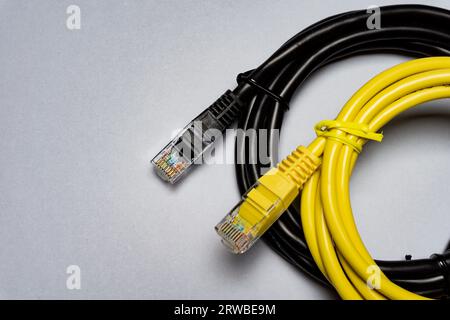 computer cables wires  switching cord Stock Photo