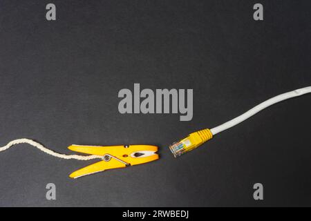 computer cables wires  switching cord Stock Photo
