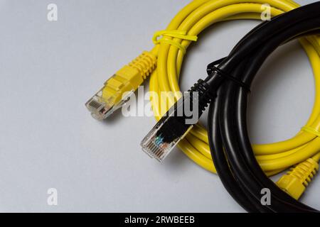 computer cables wires  switching cord Stock Photo