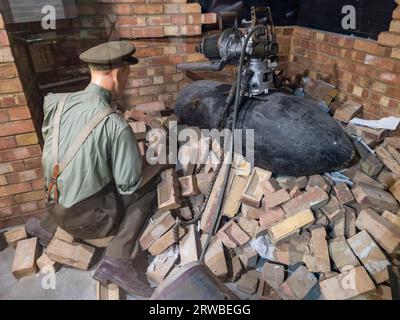 Mannequin display showing bomb disposal during World War Two, Royal Engineers Museum in Gillingham, Kent, UK. Stock Photo