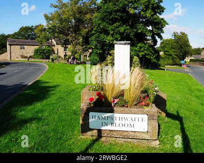 Old water pump on the village green at Hampsthwaite in Nidderdale North Yorkshire England Stock Photo